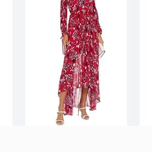 Self-Portrait Red Floral High Low Dress